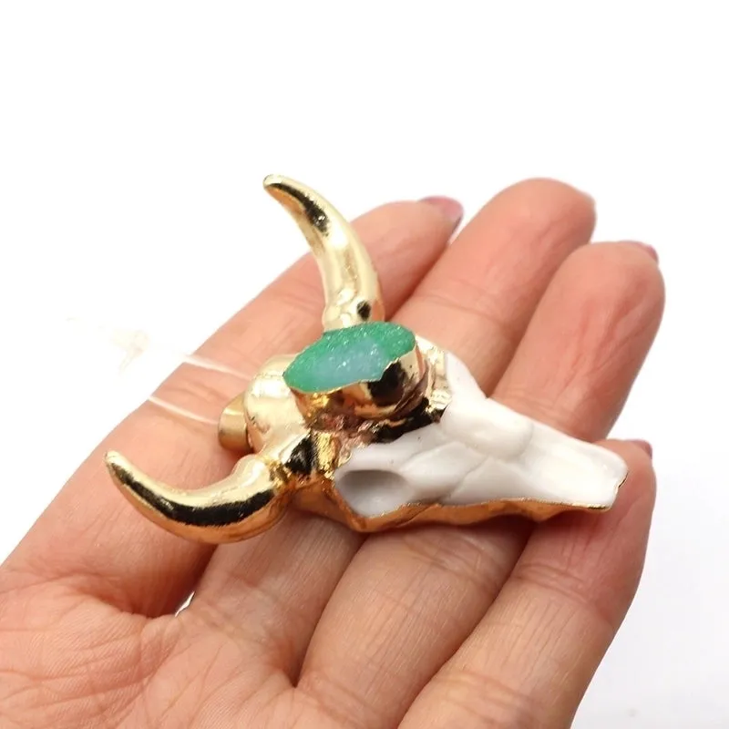 Casual Cow Head Shape Natural Stone Wholesale Jewelry Accessories