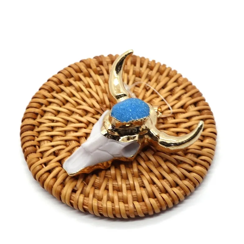 Casual Cow Head Shape Natural Stone Wholesale Jewelry Accessories