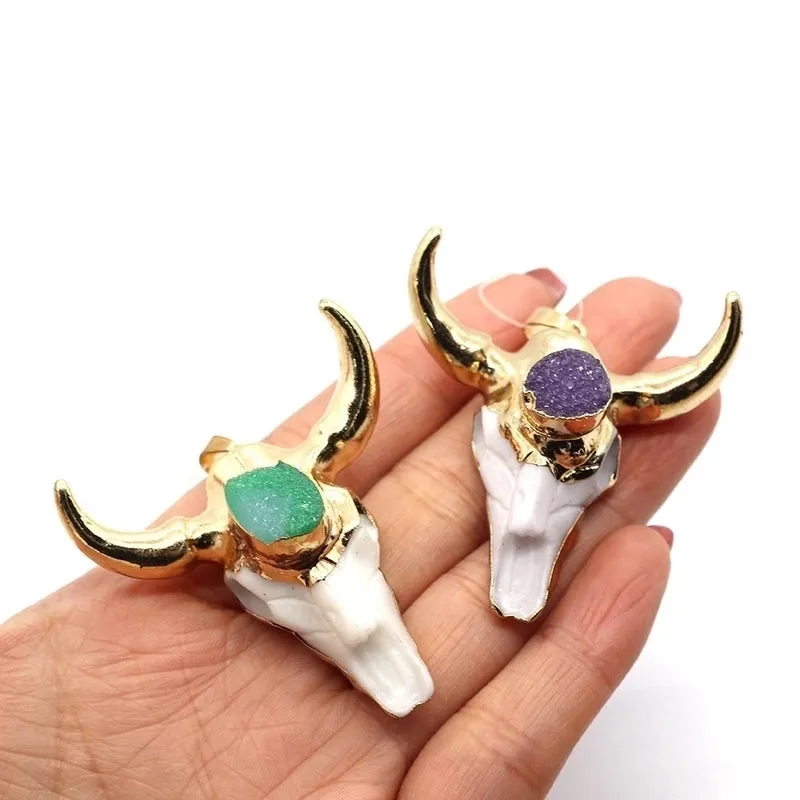 Casual Cow Head Shape Natural Stone Wholesale Jewelry Accessories