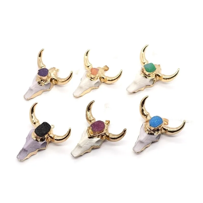 Casual Cow Head Shape Natural Stone Wholesale Jewelry Accessories