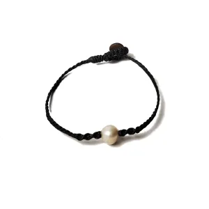 Casual Formal Braided Single Pearl Bracelet Handmade Jewelry for Women. "The Single Pearl Bracelet" by ORRAWAN