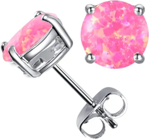 CERSLIMO Multi Colors fire Opal Stud Earrings Birthstone Earrings For Women 8mm