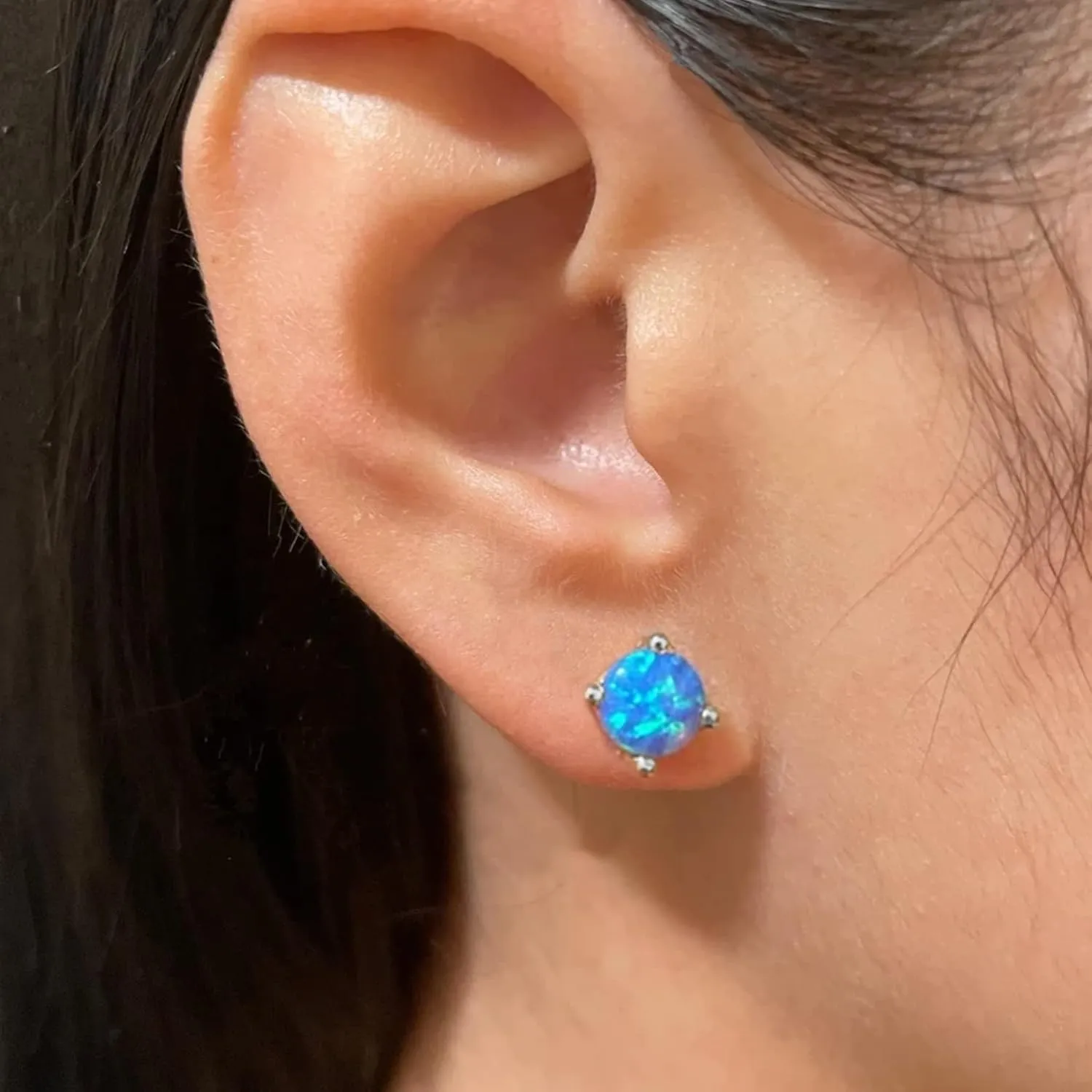 CERSLIMO Multi Colors fire Opal Stud Earrings Birthstone Earrings For Women 8mm