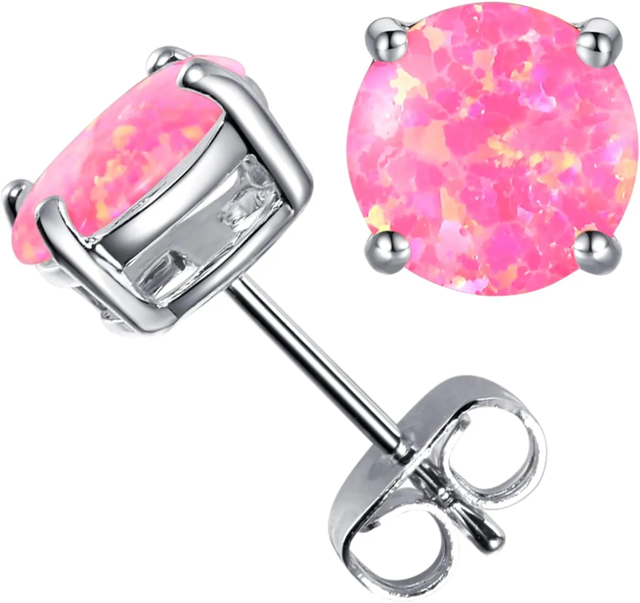CERSLIMO Multi Colors fire Opal Stud Earrings Birthstone Earrings For Women 8mm