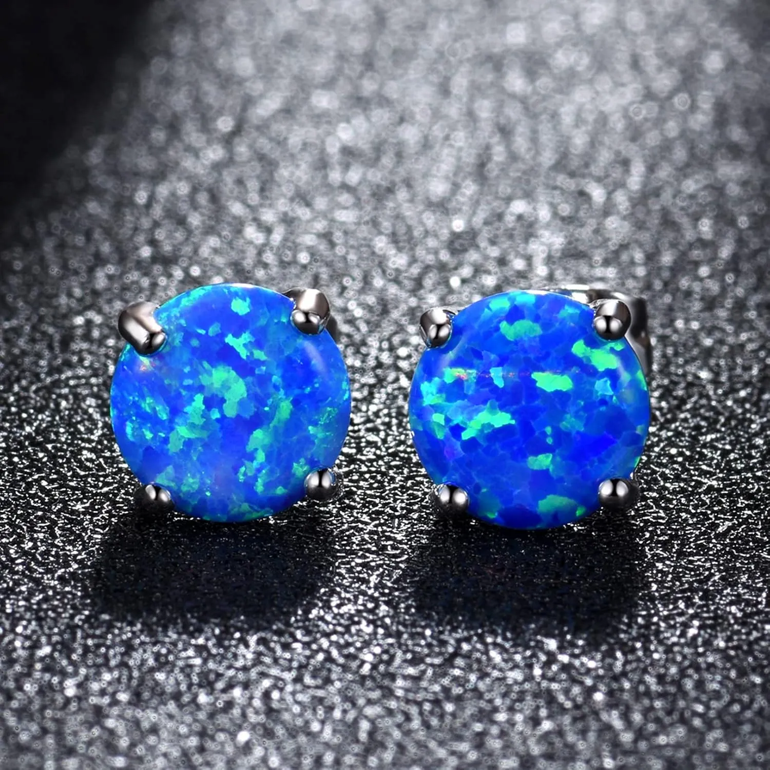 CERSLIMO Multi Colors fire Opal Stud Earrings Birthstone Earrings For Women 8mm