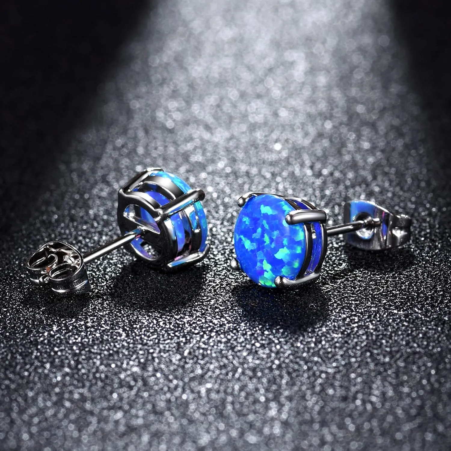 CERSLIMO Multi Colors fire Opal Stud Earrings Birthstone Earrings For Women 8mm