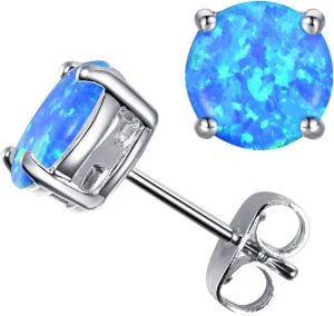 CERSLIMO Multi Colors fire Opal Stud Earrings Birthstone Earrings For Women 8mm