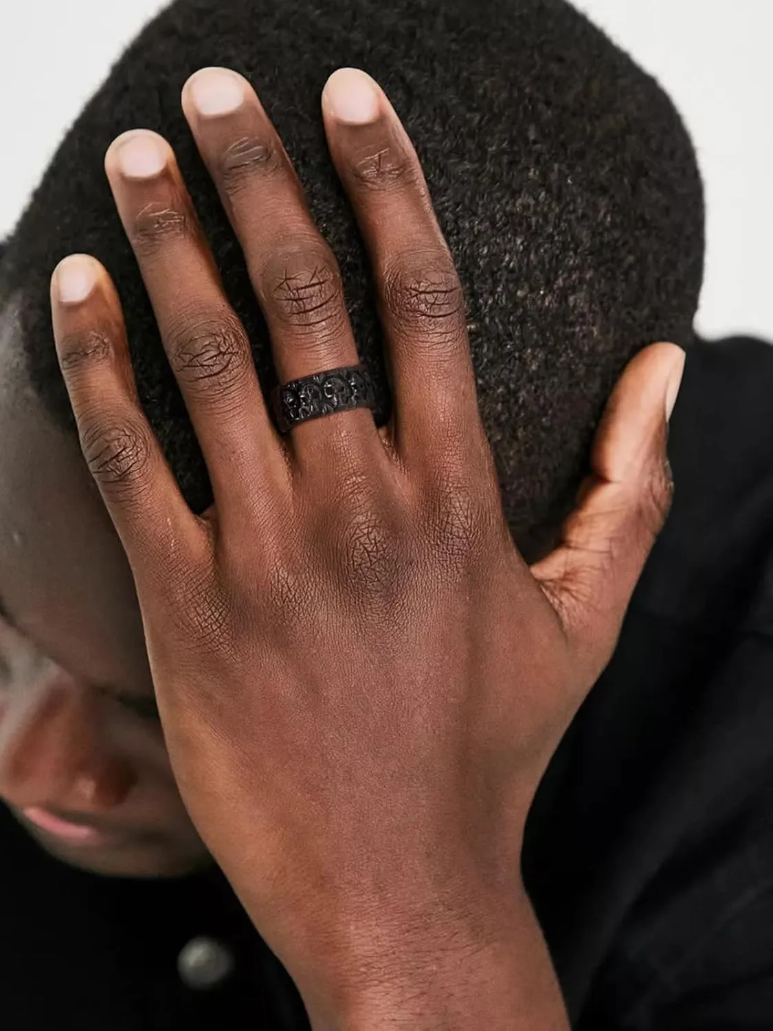 ChainsHouse Skull Rings for Men, Stainless Steel/Black Plated Gothic Rings, Skeleton Cocktail Party Biker Ring, Offer Custom Service, Size 7-14, Send Gift Box