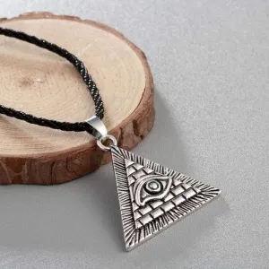 Chereda Egyptian Egypt Pyramid Pendants for Men Punk Style Rope Chain Necklaces Triangle Evil Eye Illuminati Jewelry