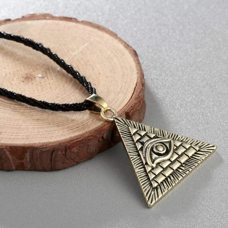 Chereda Egyptian Egypt Pyramid Pendants for Men Punk Style Rope Chain Necklaces Triangle Evil Eye Illuminati Jewelry