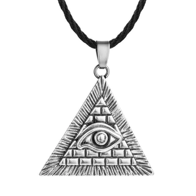 Chereda Egyptian Egypt Pyramid Pendants for Men Punk Style Rope Chain Necklaces Triangle Evil Eye Illuminati Jewelry