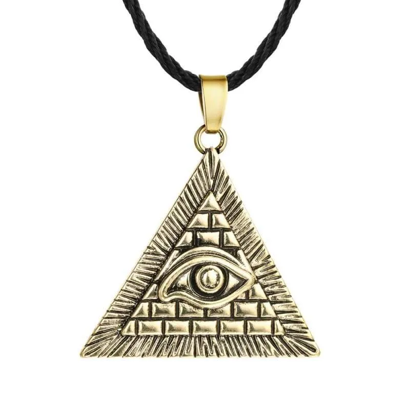 Chereda Egyptian Egypt Pyramid Pendants for Men Punk Style Rope Chain Necklaces Triangle Evil Eye Illuminati Jewelry