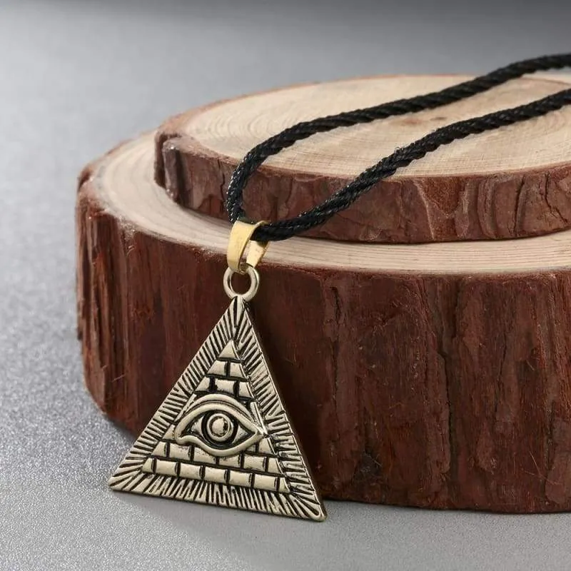 Chereda Egyptian Egypt Pyramid Pendants for Men Punk Style Rope Chain Necklaces Triangle Evil Eye Illuminati Jewelry
