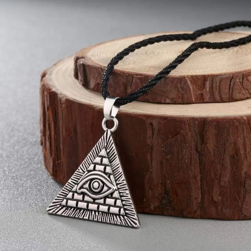 Chereda Egyptian Egypt Pyramid Pendants for Men Punk Style Rope Chain Necklaces Triangle Evil Eye Illuminati Jewelry