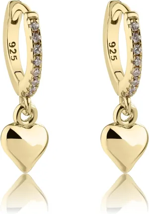 Cherished Moments Girls Sterling Silver Huggie Earrings with Drop Heart or Cross for Kids, Teens or Women
