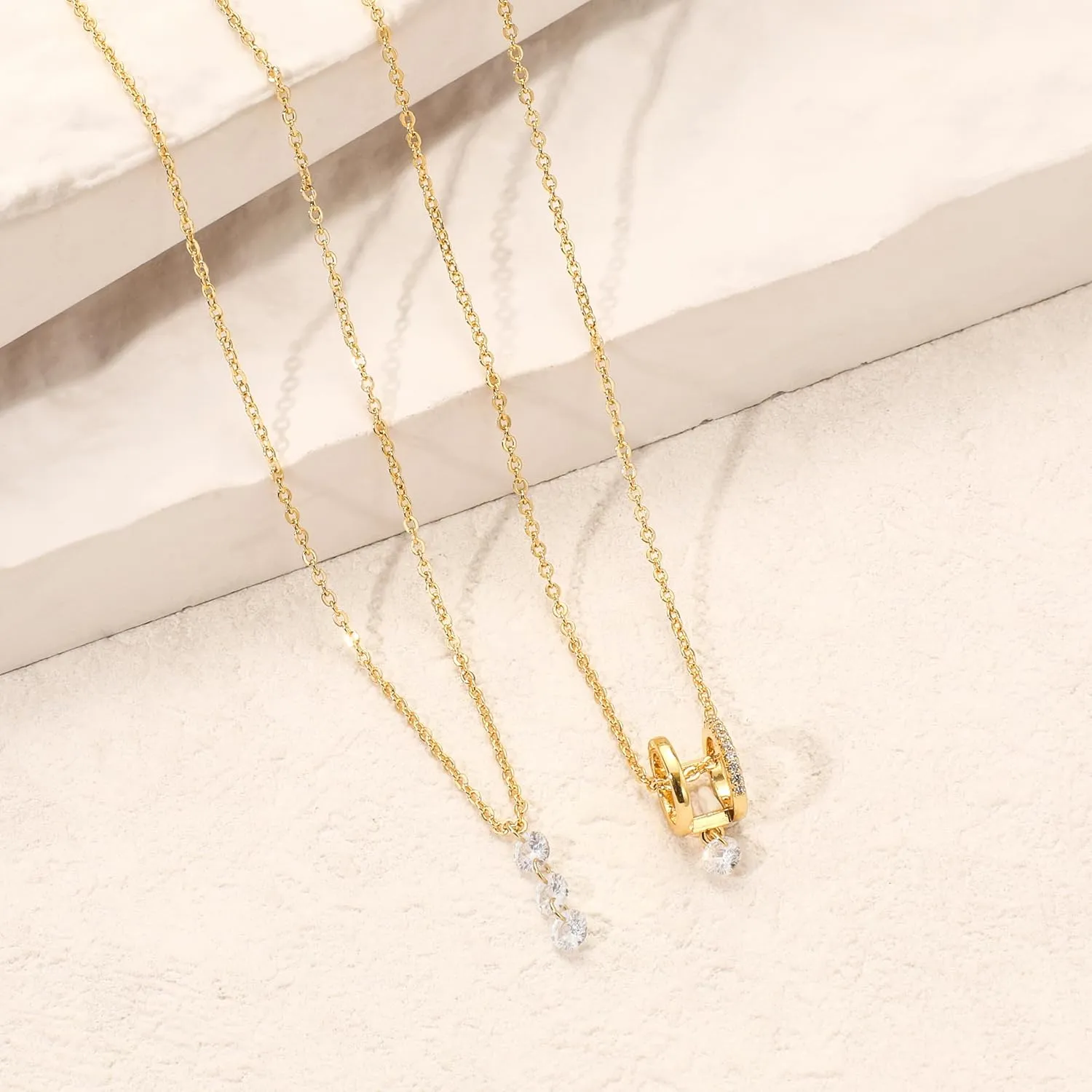 CHESKY Gold Diamond Pendant Necklace for Women, Dainty 14K Gold Plated CZ Pendant Necklace Trendy Cubic Zirconia Choker Necklaces for Women Simple Gold Everyday Jewelry Gifts