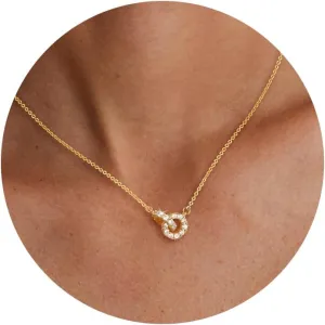 CHESKY Gold Diamond Pendant Necklace for Women, Dainty 14K Gold Plated CZ Pendant Necklace Trendy Cubic Zirconia Choker Necklaces for Women Simple Gold Everyday Jewelry Gifts