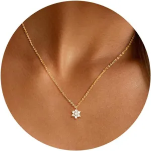 CHESKY Gold Diamond Pendant Necklace for Women, Dainty 14K Gold Plated CZ Pendant Necklace Trendy Cubic Zirconia Choker Necklaces for Women Simple Gold Everyday Jewelry Gifts
