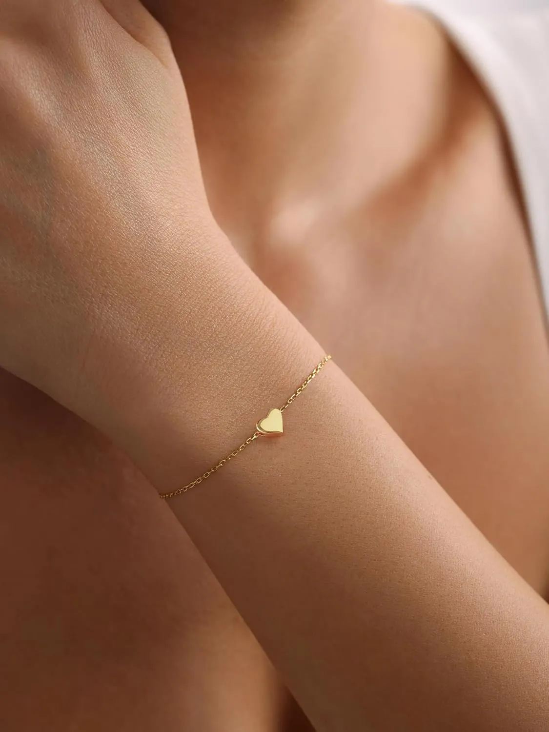 ChicSilver Personalized Tiny Heart/Star/Moon/Dot/Lotus Bracelet, Sterling Silver Dainty Link Chain Bracelet for Women Silver/Gold/Rose Gold(with Gift Box)