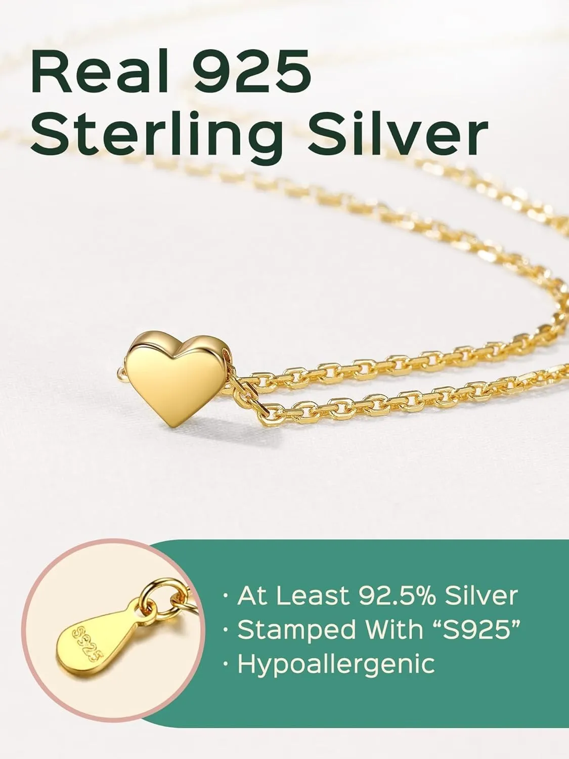 ChicSilver Personalized Tiny Heart/Star/Moon/Dot/Lotus Bracelet, Sterling Silver Dainty Link Chain Bracelet for Women Silver/Gold/Rose Gold(with Gift Box)