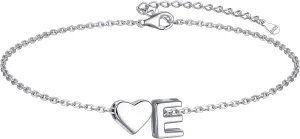 ChicSilver Sterling Silver Initial Bracelet Letters Personalized Heart Bracelet Hypoallergenic Dainty Bracelets for Women