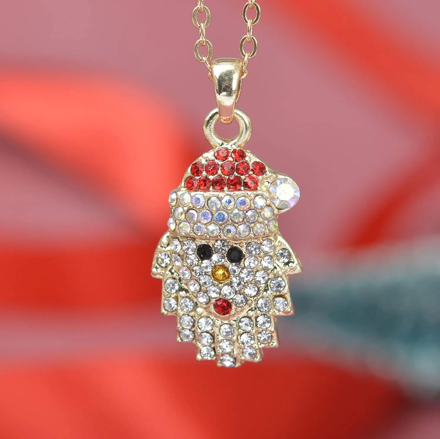 Christmas Necklaces for Women Rhinestone Crystal Snowflake Pendant Angel Santa Claus Snowman Christmas Tree Necklace Pendant Fashion Christmas Necklace Jewelry Holiday Gift