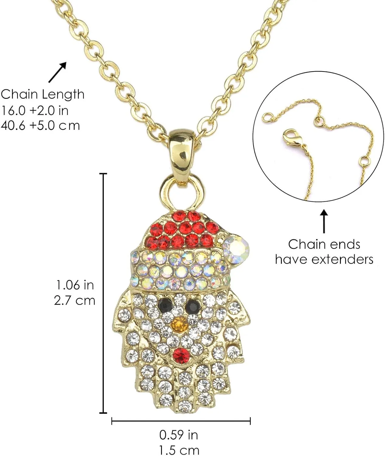 Christmas Necklaces for Women Rhinestone Crystal Snowflake Pendant Angel Santa Claus Snowman Christmas Tree Necklace Pendant Fashion Christmas Necklace Jewelry Holiday Gift