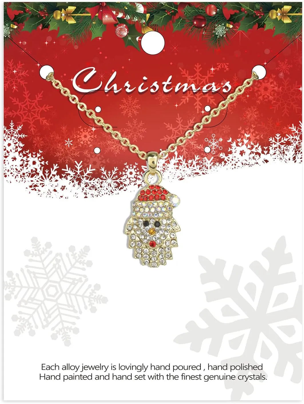 Christmas Necklaces for Women Rhinestone Crystal Snowflake Pendant Angel Santa Claus Snowman Christmas Tree Necklace Pendant Fashion Christmas Necklace Jewelry Holiday Gift