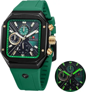 Chronograph Analog Watches for Men Luminous Waterproof Business Casual Work Wrist Men's Watch with Silicon Strap