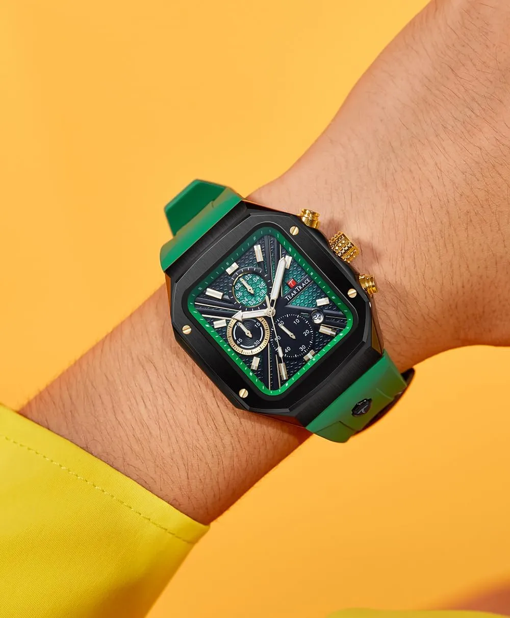 Chronograph Analog Watches for Men Luminous Waterproof Business Casual Work Wrist Men's Watch with Silicon Strap