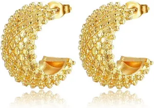 Chunky Gold Hoop Earrings for Women Thick Gold Hoops Earrings Open Stud Earrings Hypoallergenic Stainless Steels Drop Dangle Earrings IUITY Trendy Lightweight Jewelry Birthday Christmas Gifts