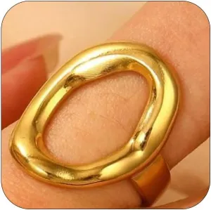 Chunky Gold Oval Heart Rings for Women Trendy, Statement Thick 14K Gold Oval Ring Stackable Dainty Open Hollow Geometric Ring Minimalist Jewelry Gfits