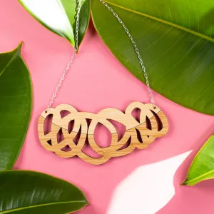 Chunky Two-Tone Wood Statement Necklace - Fat Cap