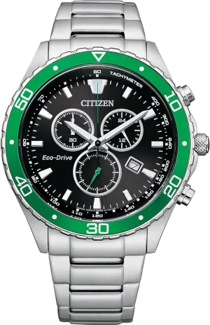 Citizen Men's Eco-Drive Weekender Sport Casual, Silver-Tone Stainless Steel Bracelet Watch, Chronograph (Model: AT2386-55E)