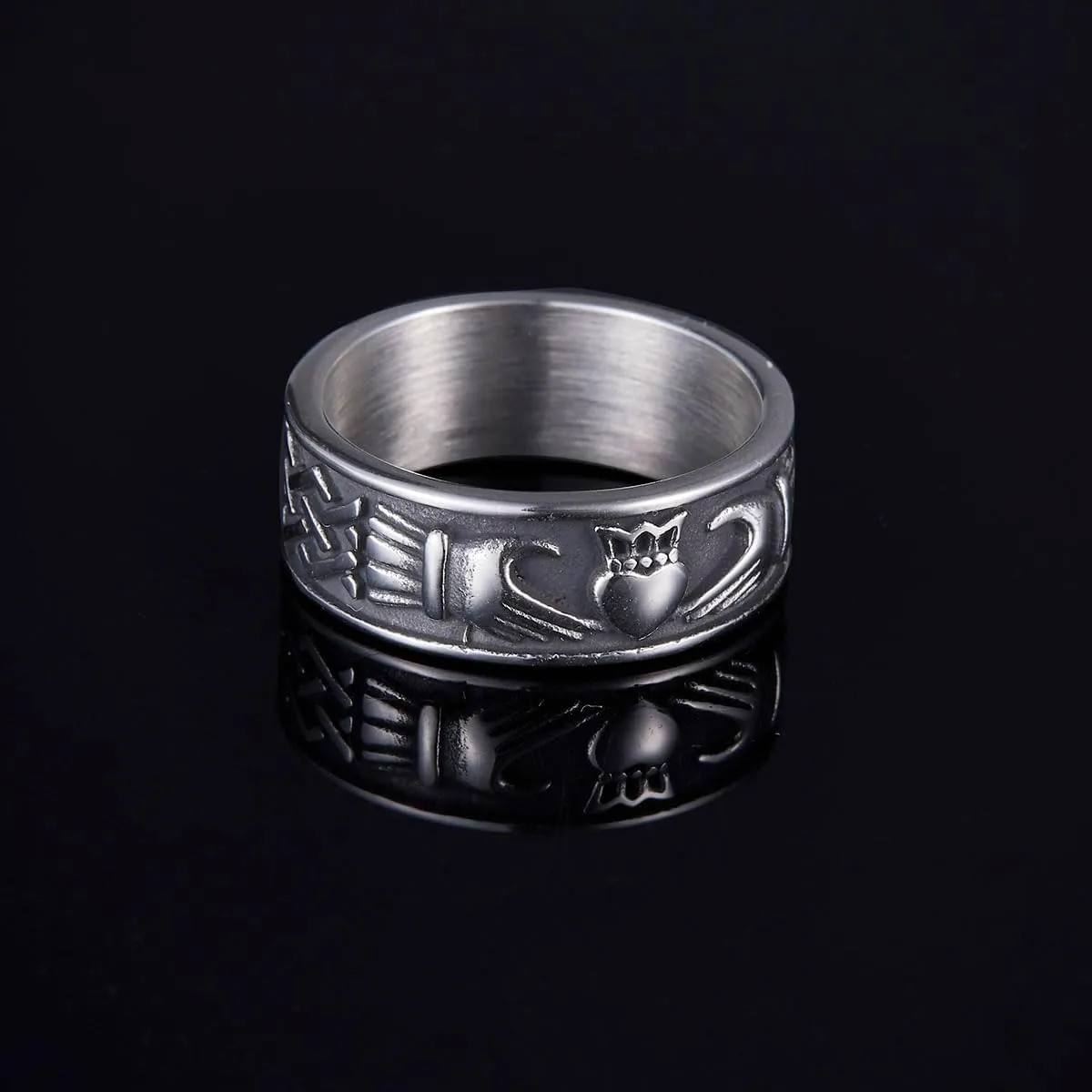Claddagh Rings for Love, Stainless Steel/18K Gold Plated Women Men Wedding Band Rings Jewelry
