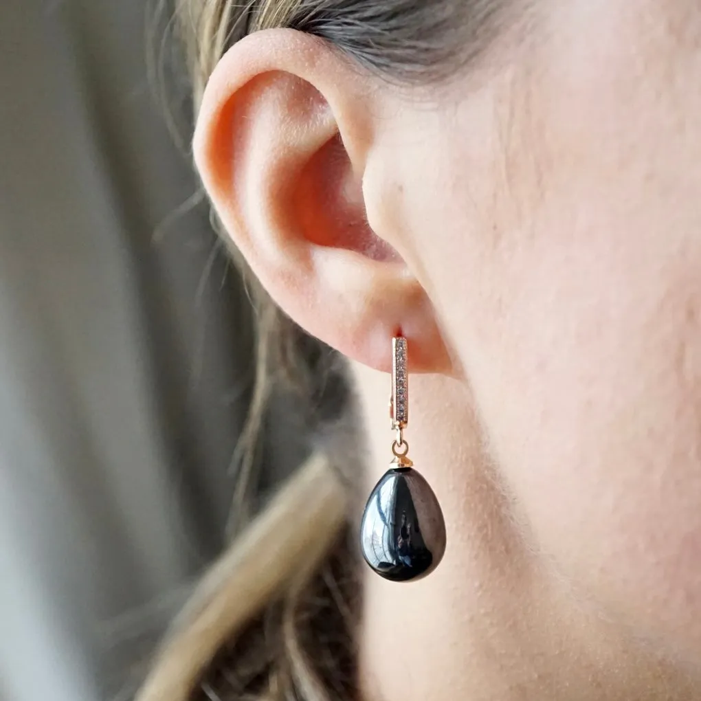 Claire X - Rose Gold Pearl Crystal Drop Earrings