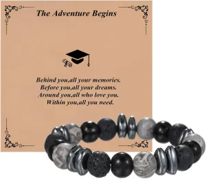 Class of 2025 Graduation Gifts for Him Her,Beaded Bracelets for Men,Cool Graduation Bracelets for College/High School/Middle School/Masters Degree/8th Grade/5th Grade