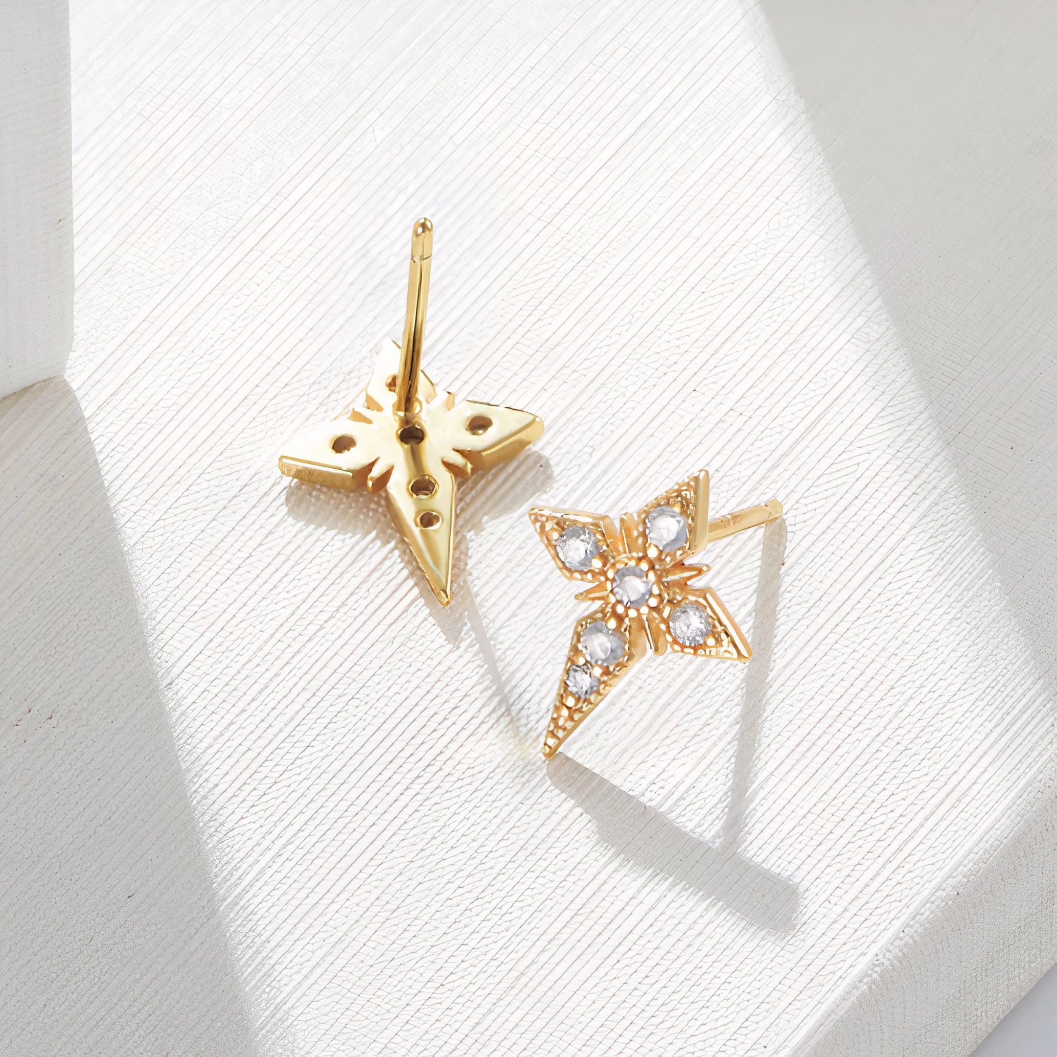 ClaudiaG Alma 18k Gold Plated .925 Sterling Silver Asymmetrical Celestial Design Stud Earrings