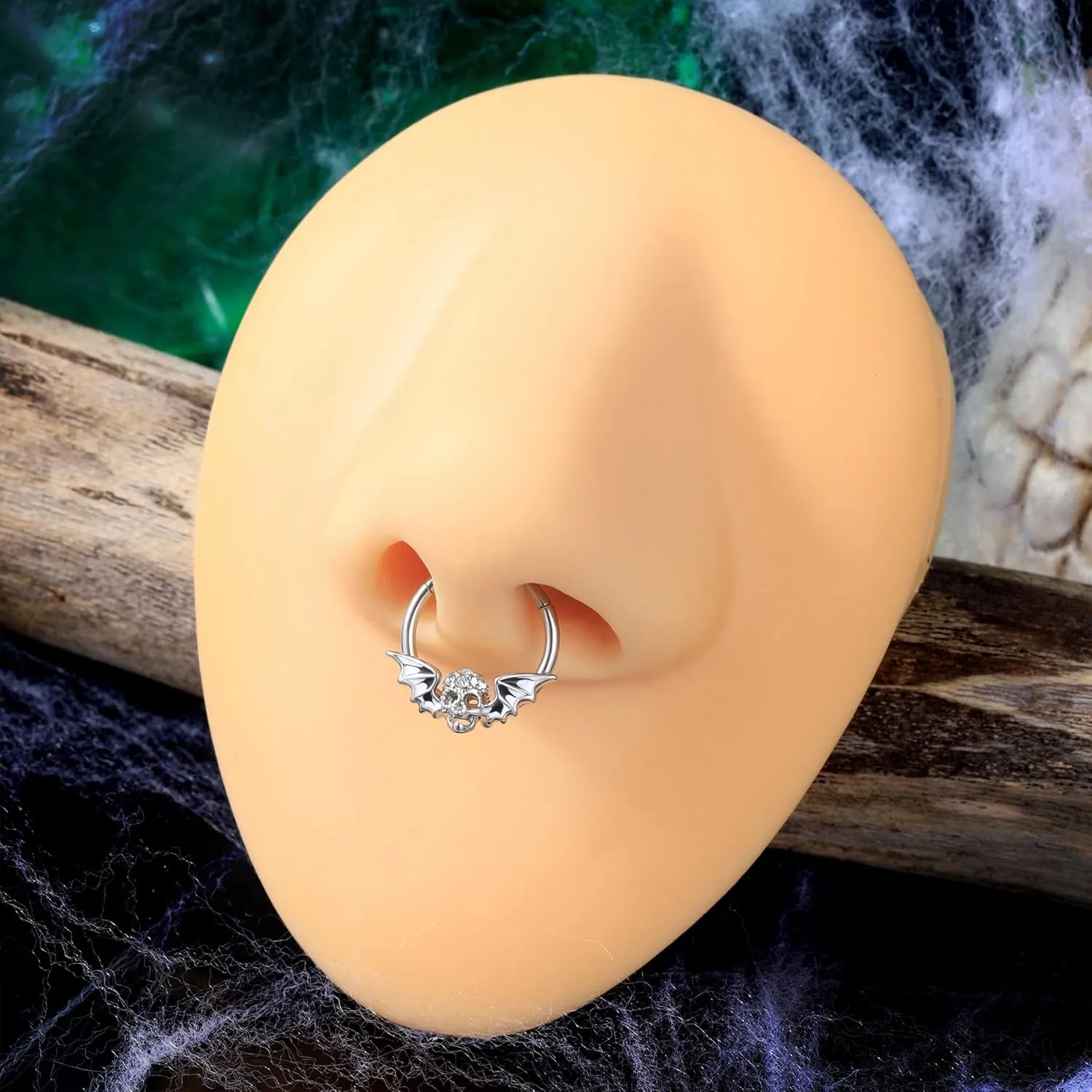 COCHARM Halloween Septum Rings, 16G Skull Septum Jewelry, Stainless Steel Helix Daith Earrings for Women Men, Rook Daith Piercing Jewelry