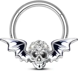 COCHARM Halloween Septum Rings, 16G Skull Septum Jewelry, Stainless Steel Helix Daith Earrings for Women Men, Rook Daith Piercing Jewelry