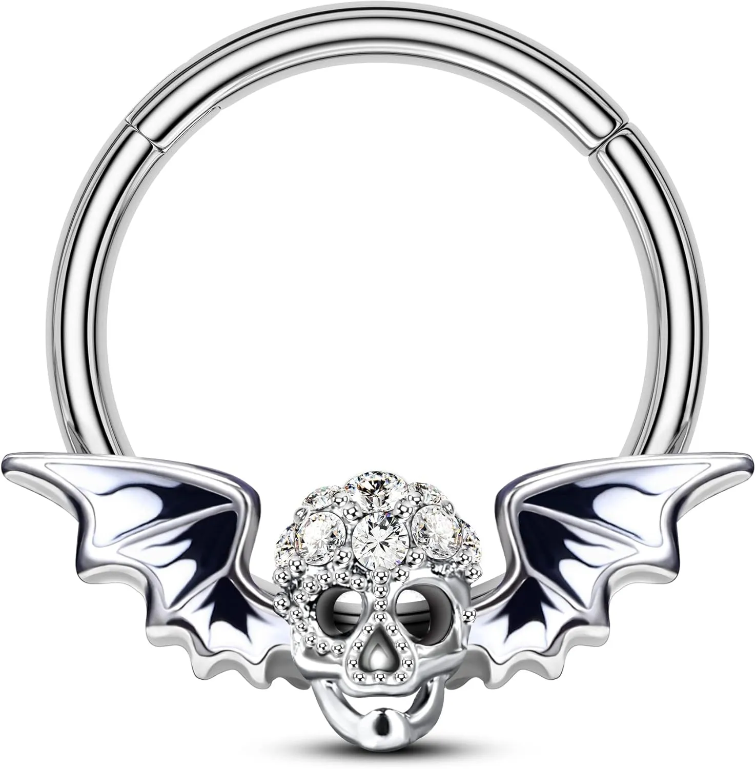COCHARM Halloween Septum Rings, 16G Skull Septum Jewelry, Stainless Steel Helix Daith Earrings for Women Men, Rook Daith Piercing Jewelry
