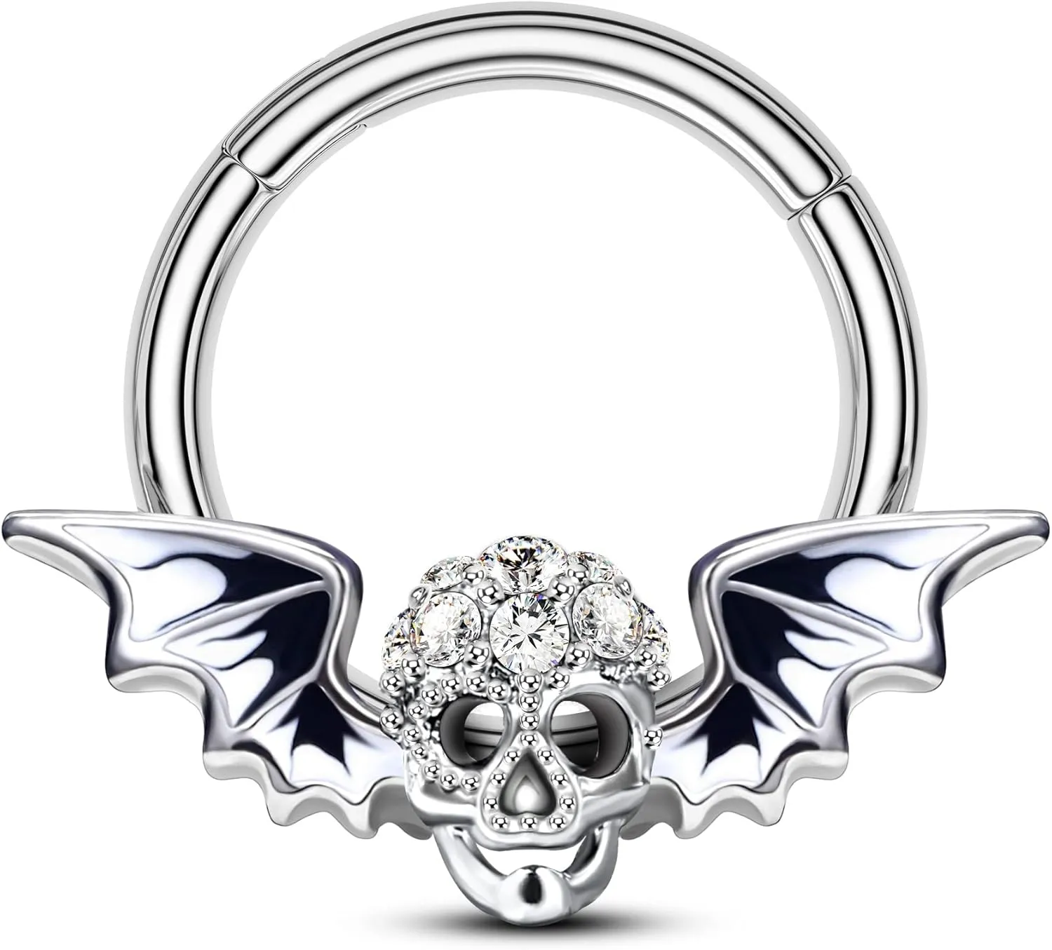 COCHARM Halloween Septum Rings, 16G Skull Septum Jewelry, Stainless Steel Helix Daith Earrings for Women Men, Rook Daith Piercing Jewelry