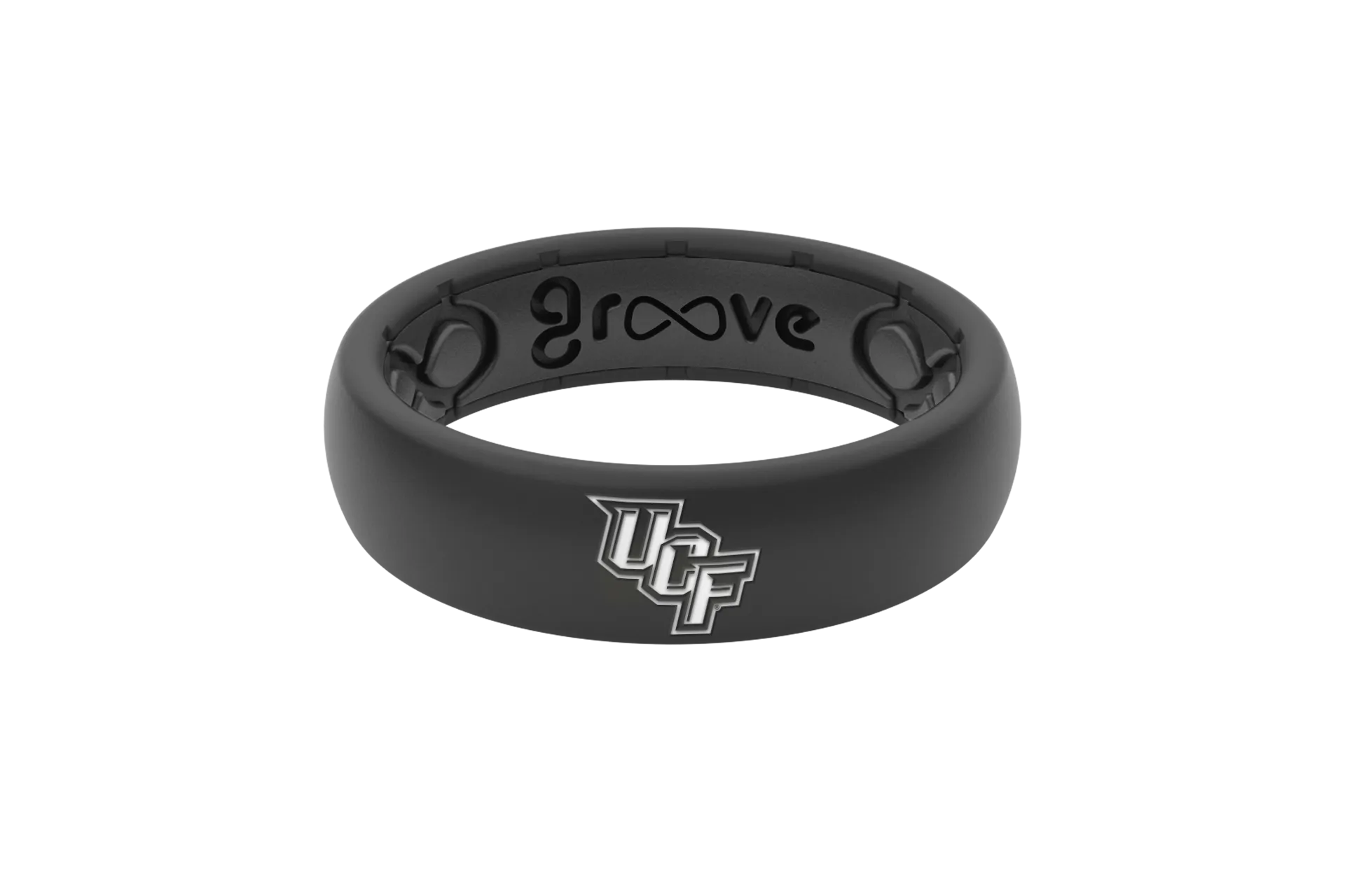 College Central Florida Black Logo Thin Ring