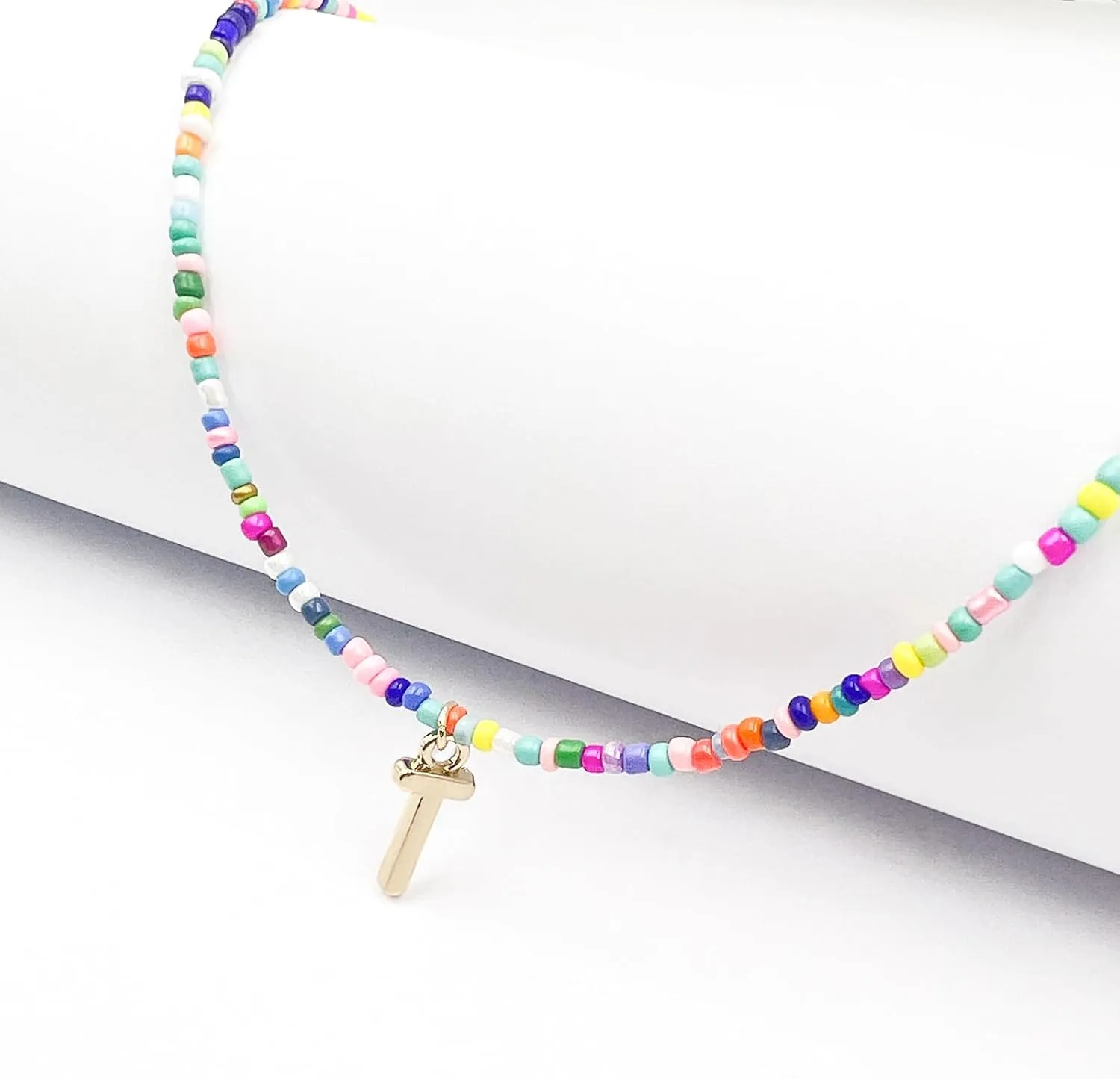 Colorful Beaded Initial Necklaces for Kids Girls, Personized Graduation Birthday Gifts - Choker Necklace for Women,Teen and Preteen Girls