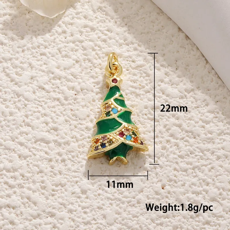 Copper Plated Real Gold Mini Christmas DIY Material Jewelry Accessories Drop Oil David's Deer Snowman Bell Pendant Pendant
