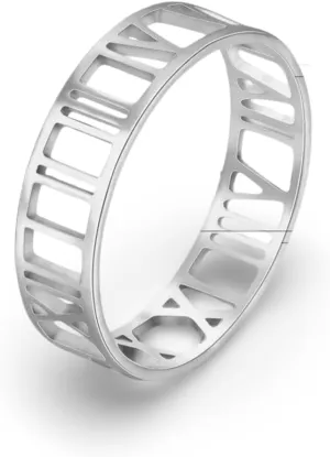 Couple Rings - Stainless Steel Casual Jewelry For Men And Womens Engagement - 8, Roman Numerals Steel