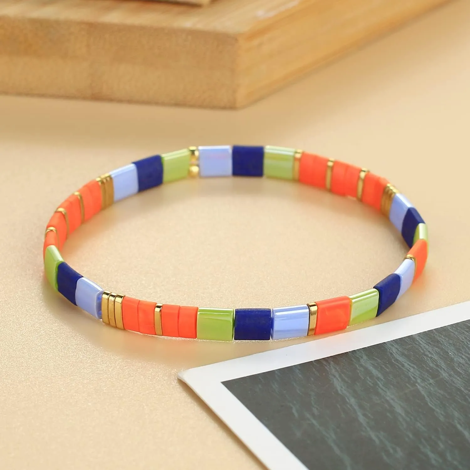 CQUAN CHI Women Strand Tila Beads Bracelet Color Handmad Casual Wearing Friendship Bracelets