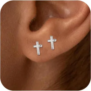 Cross Earrings for Women 14K Gold Cross Stud Earring Dainty Minimalist Small Cross Earrings Jewelry Gift for Her