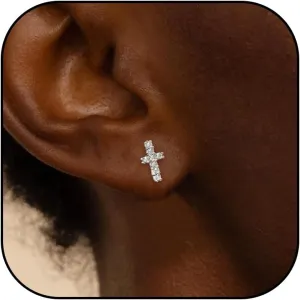 Cross Earrings for Women 14k Gold Plated Hypoallergenic Small Cross Earrings Flat Back Stud Earrings Jewelry Gifts