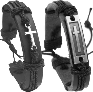 Cross Leather Bracelets for Men: Confirmation Gifts for Teenage Boy, Christian Bracelet